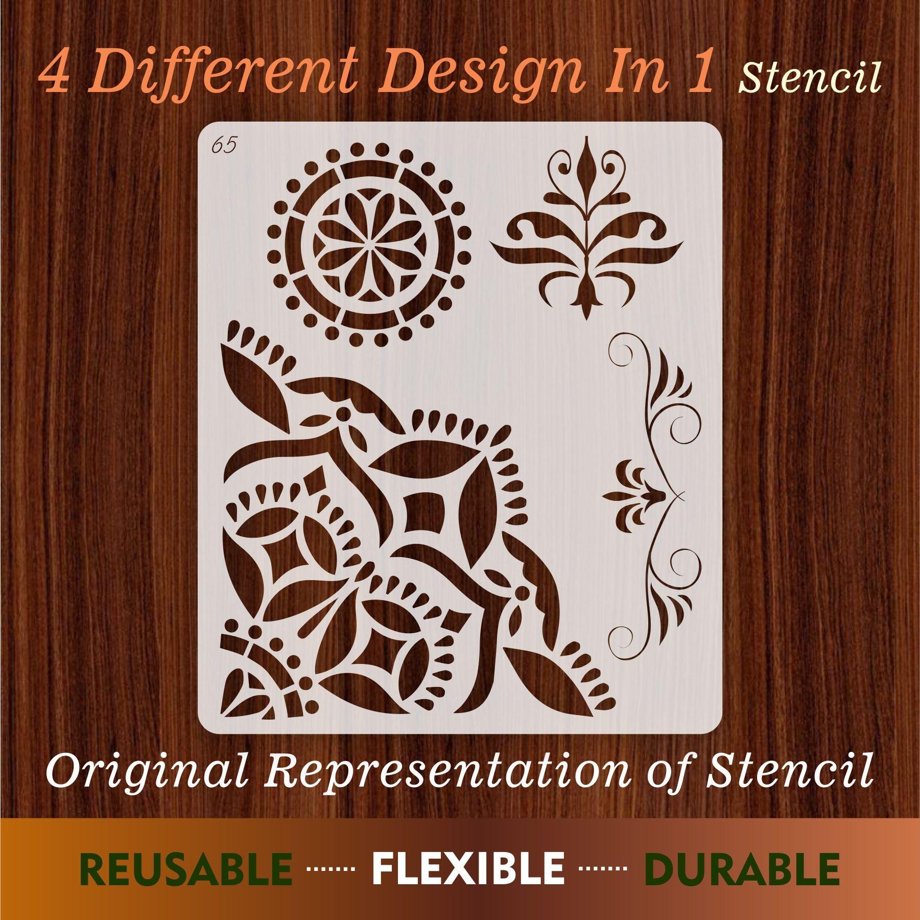 4 different design in 1 Reusable Stencil for Canvas and wall painting ...