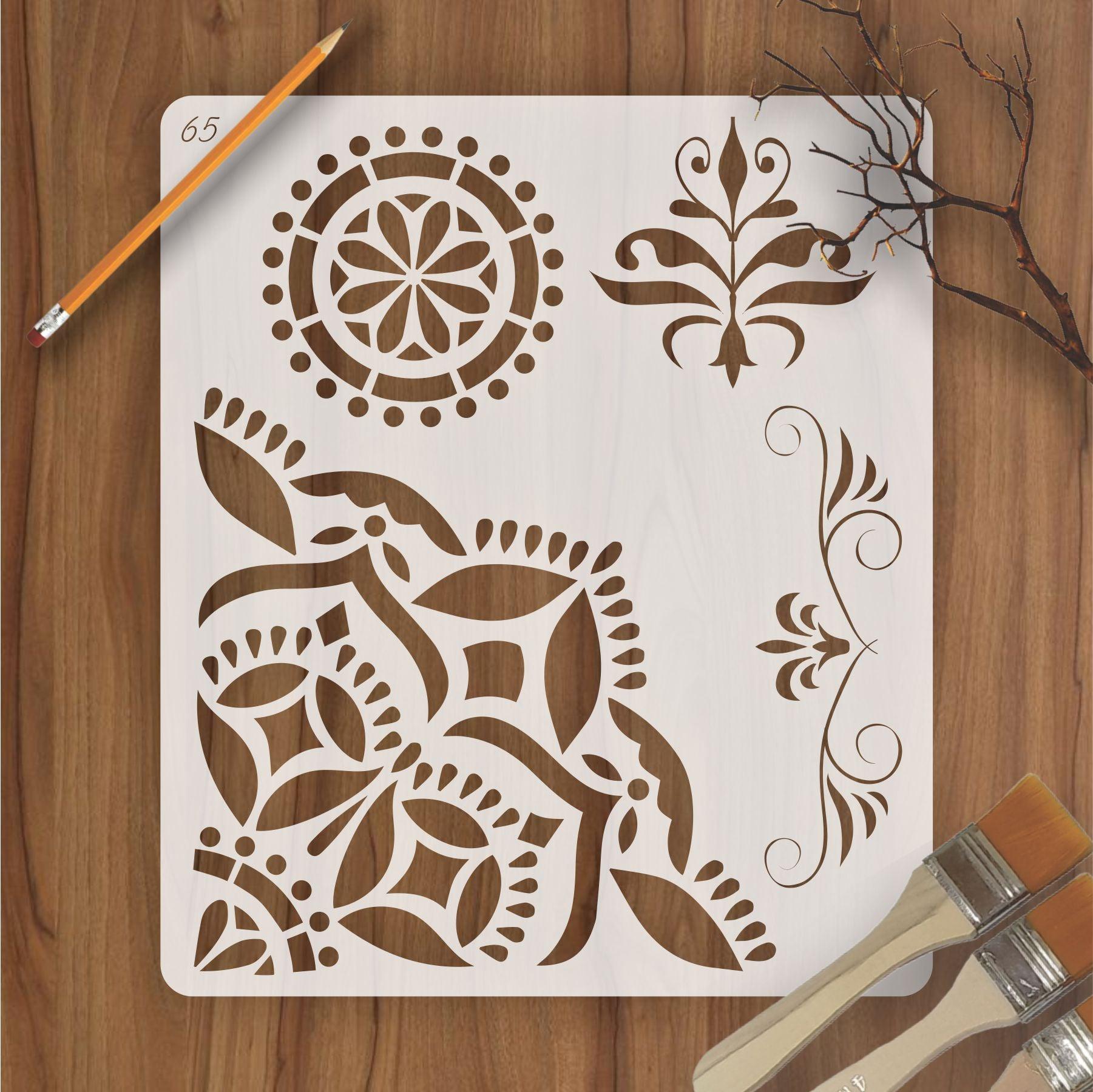 4 different design in 1 Reusable Stencil for Canvas and wall painting ...