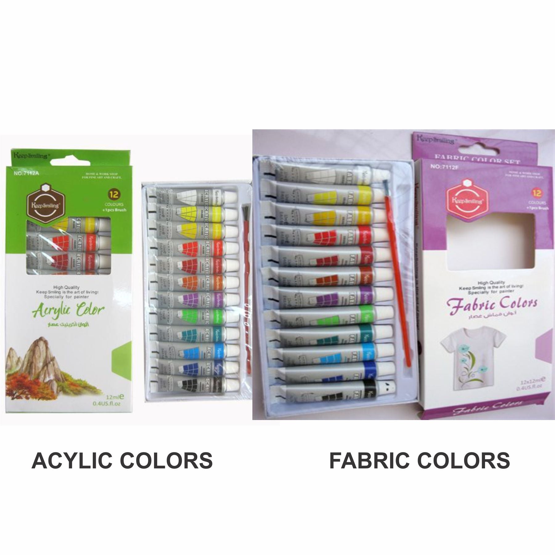 12 pcs/Pack 12ml Original Keep Smiling Acrylic Color with free one Bru ...