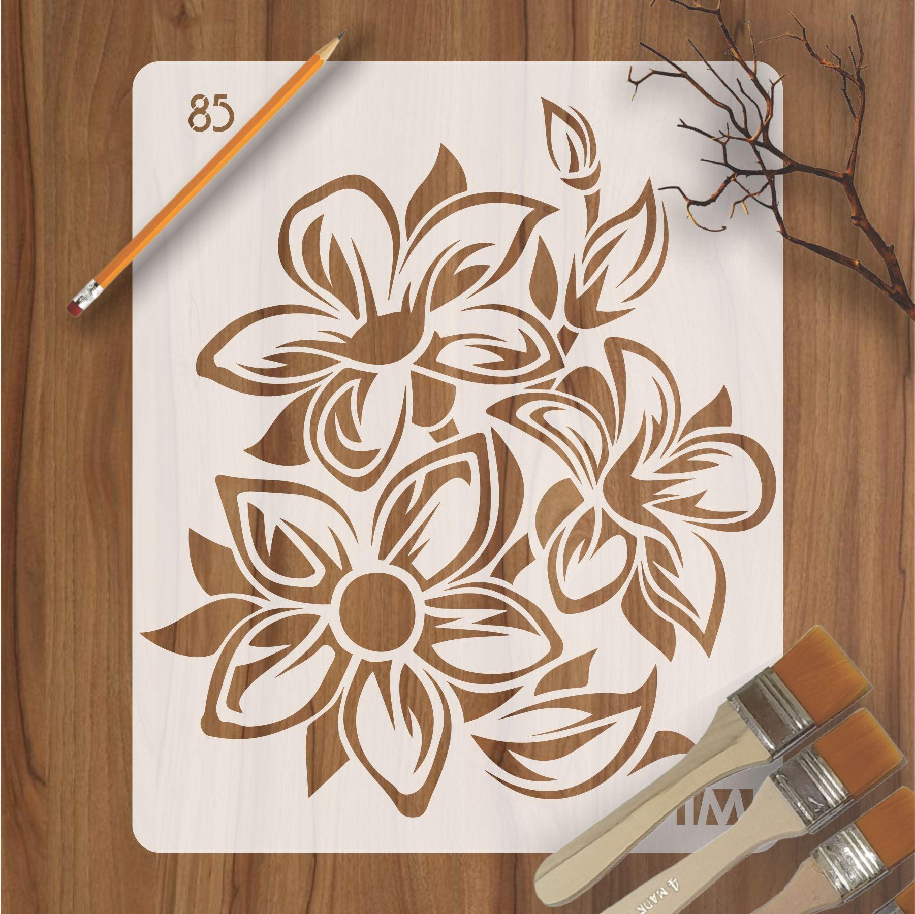 Paint Stencil Design Decorze Modern Floral Wall Painting Stencil For ...