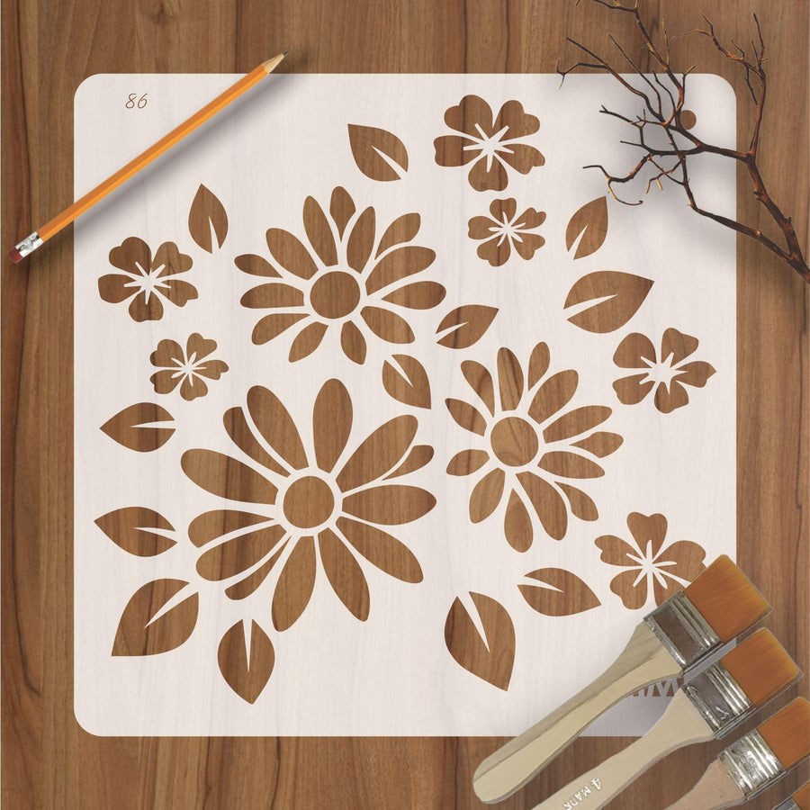 Floral Reusable Stencil for Canvas and wall painting - imartdecor.com