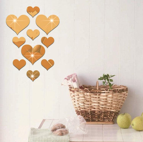 12pcs 3D Mirror Love Hearts Wall Sticker Durable DIY Simple Wall Stickers Decal for Living Room Art Home Decor - imartdecor.com