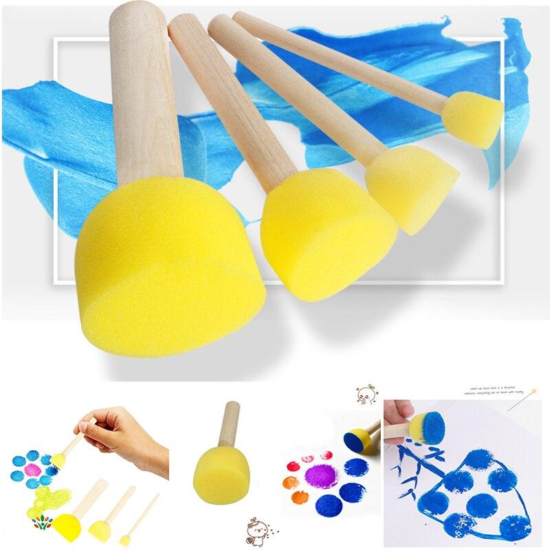 5pcs Assorted Round Paint Foam Sponge Brush Set Painting Tools for Kids Painting Crafts and DIY Art Graffiti Painting - imartdecor.com
