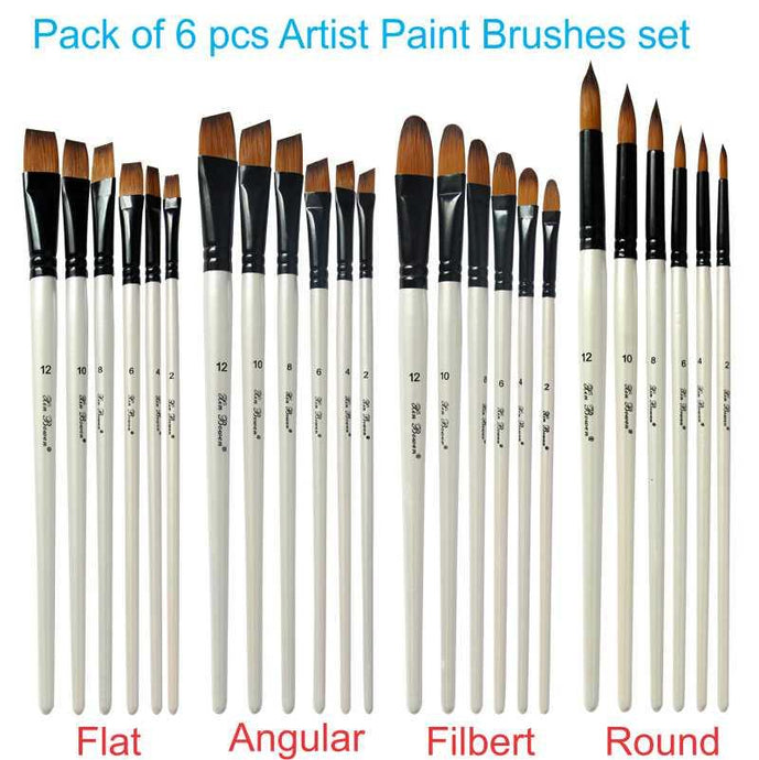 6Pcs Artist Paint Brush Set Nylon Bristles Brushes for  Watercolor Acrylic Oil Painting - imartdecor.com